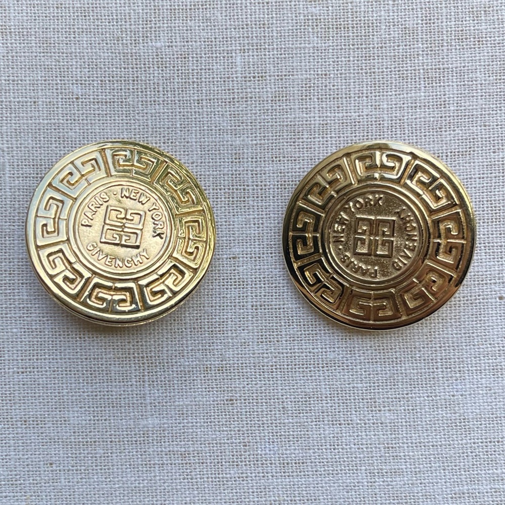 GIVENCHY VINTAGE 1980s GOLD MEDALLION EARRINGS